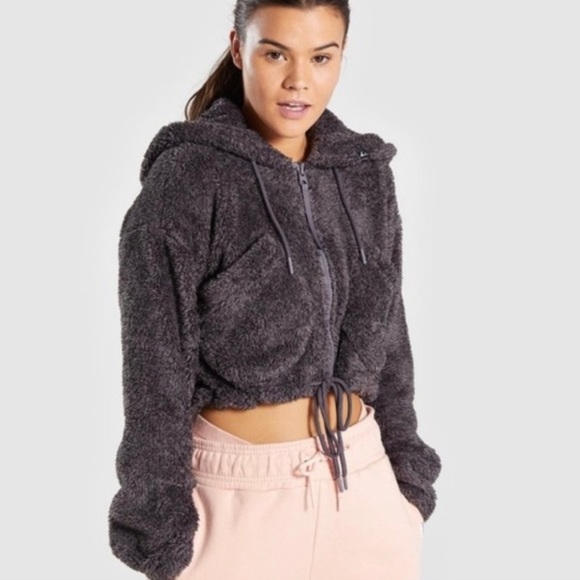 gymshark fluffy soft zip up cropped 